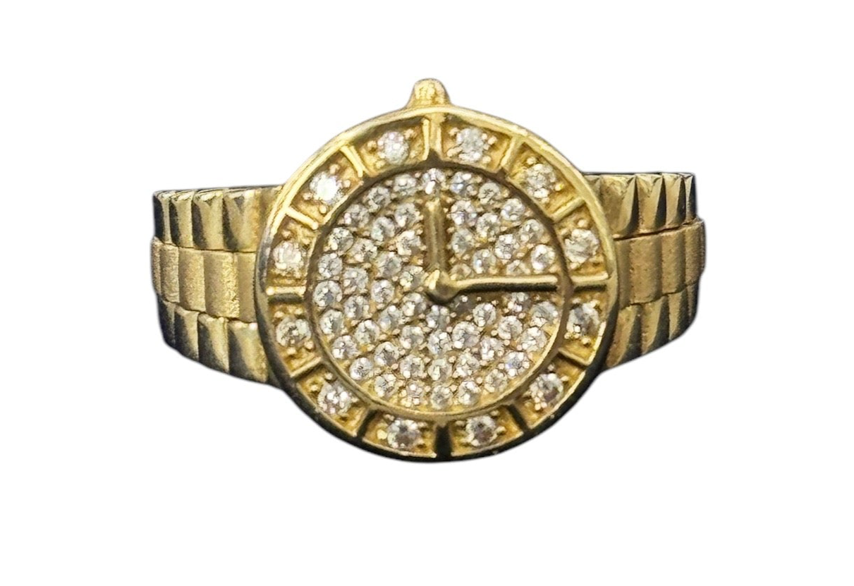 Clock-themed With Cubic Zirconia Accents