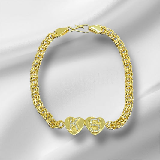 Spanish Link Bracelet with Diamond Initials.