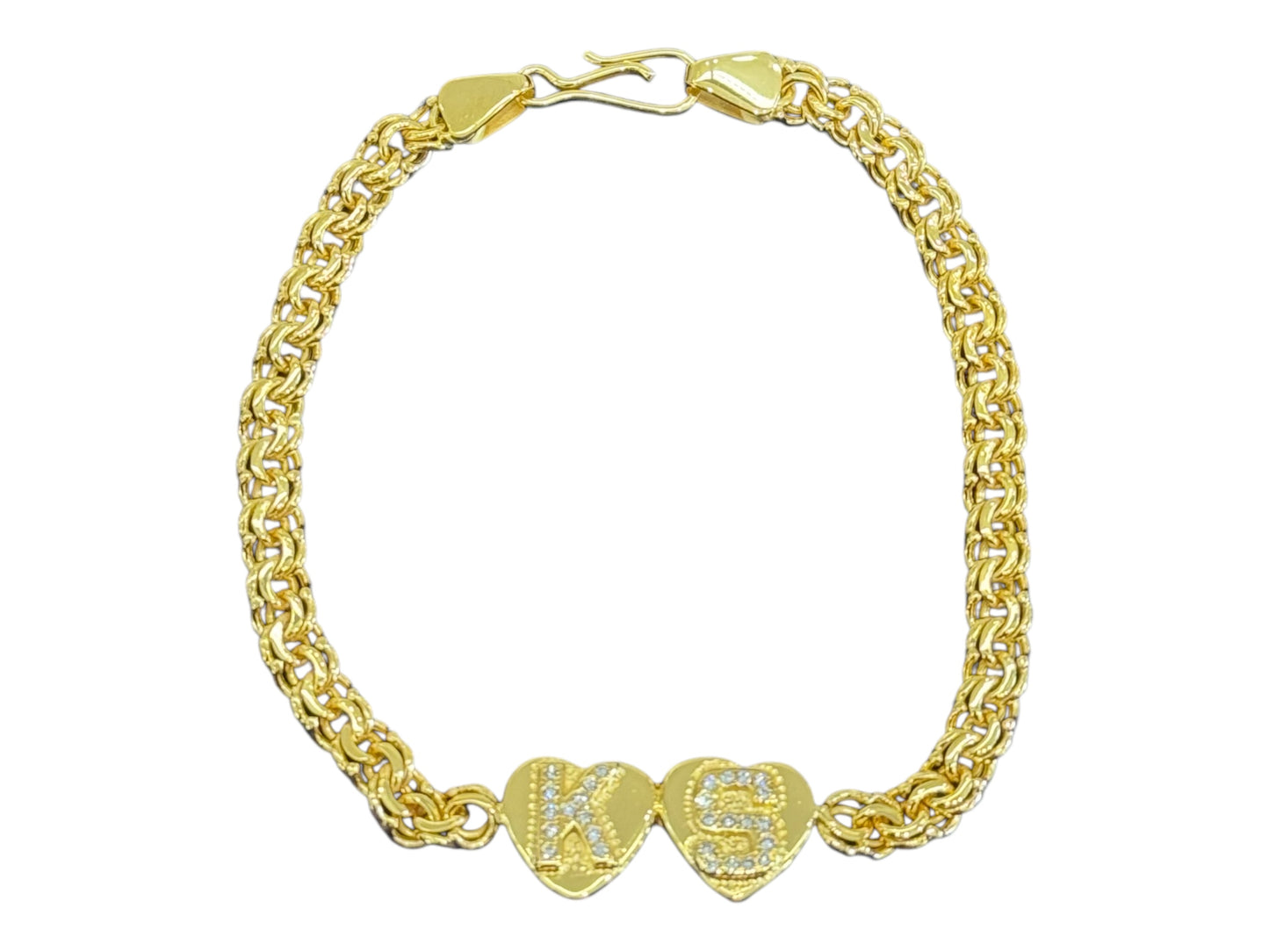 Spanish Link Bracelet with Diamond Initials.