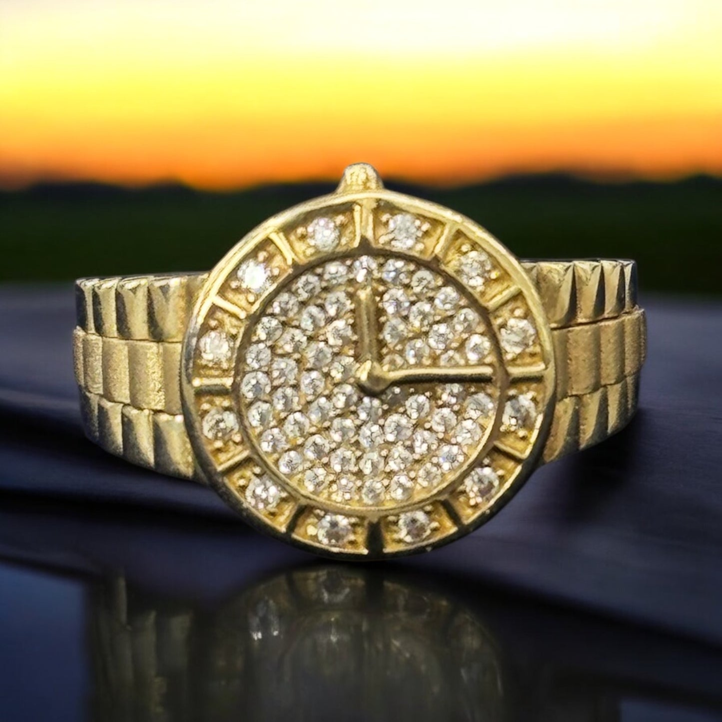 Clock-themed With Cubic Zirconia Accents