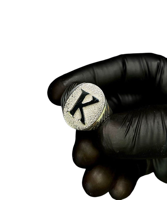 "K" Letter Custom Sterling Silver Ring