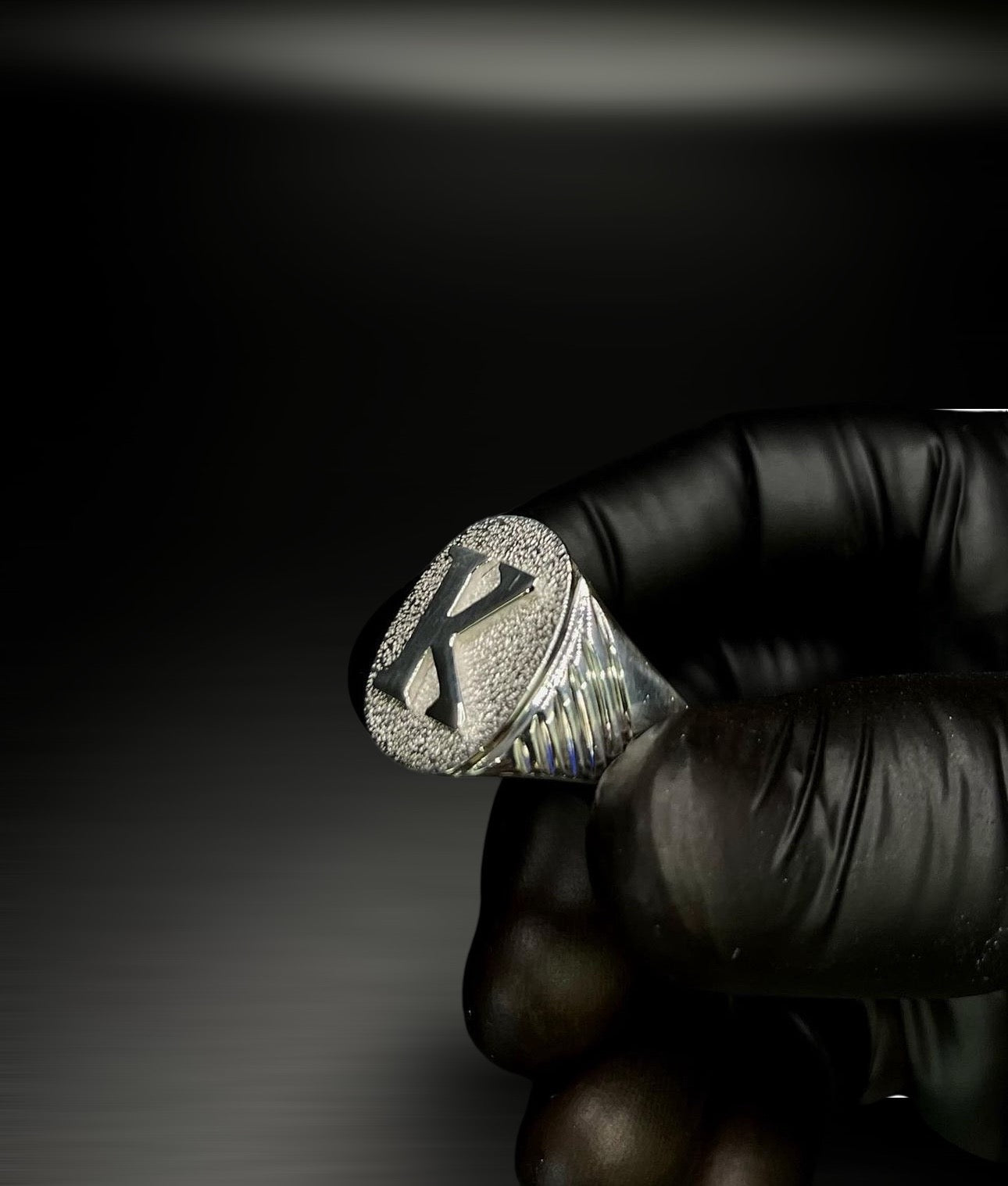 "K" Letter Custom Sterling Silver Ring