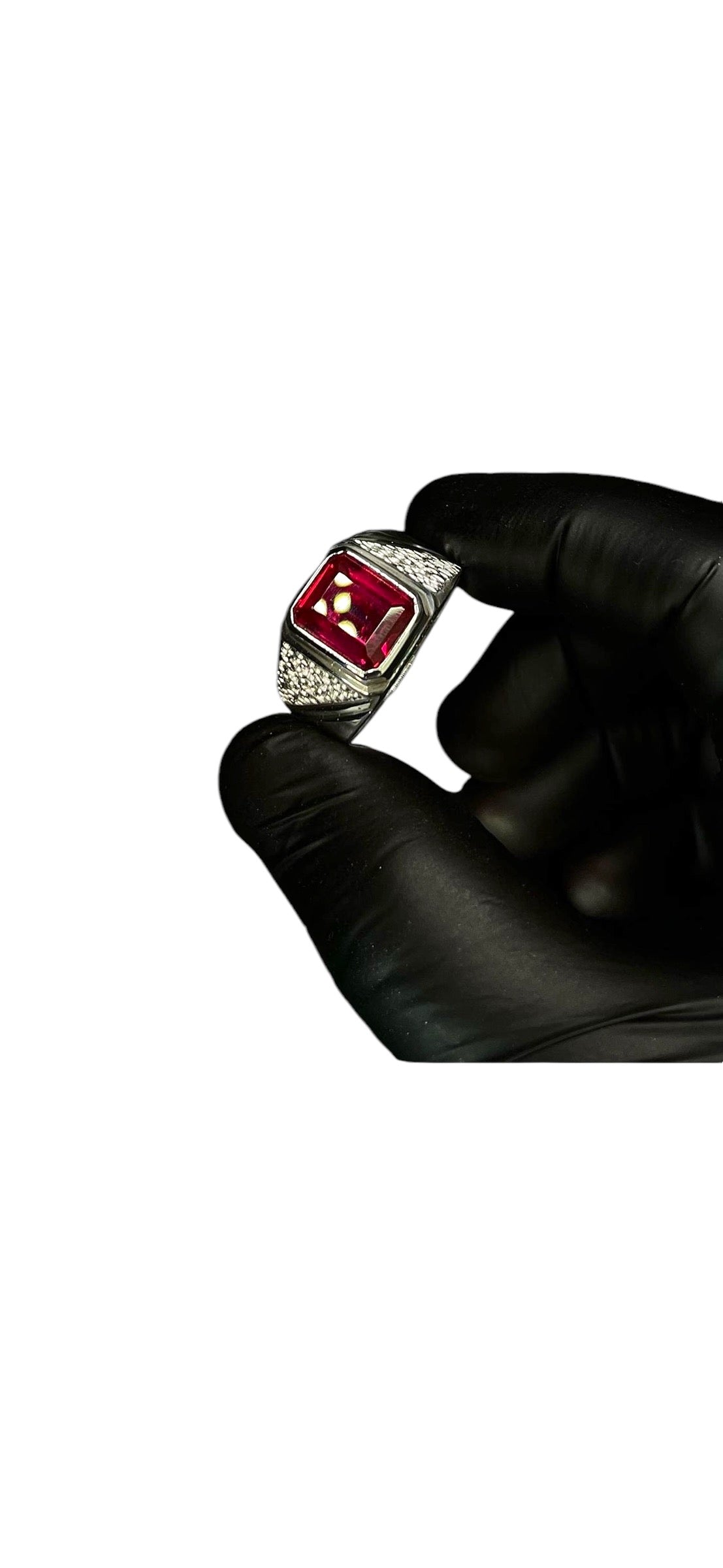 Silver Ring With a Burgundy Ruby Stone