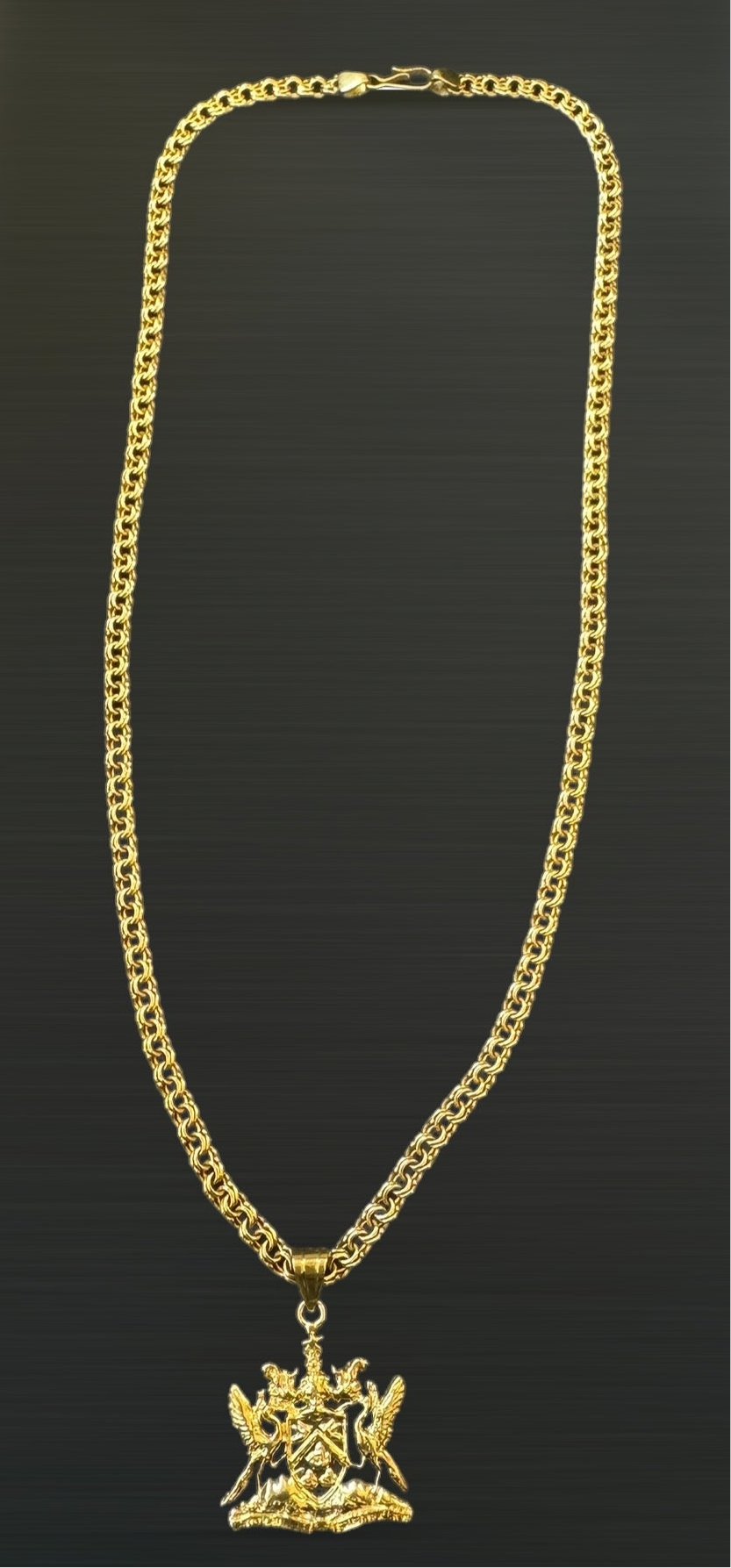 Spanish Link Chain with T&T Coat of Arms Pendant