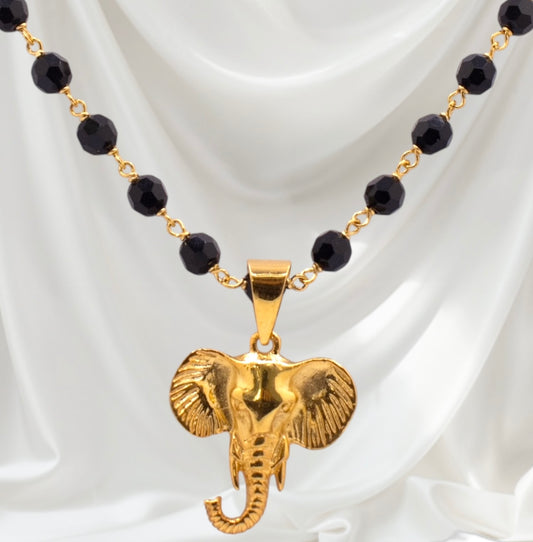 Elephant Pendant & Bead Necklace