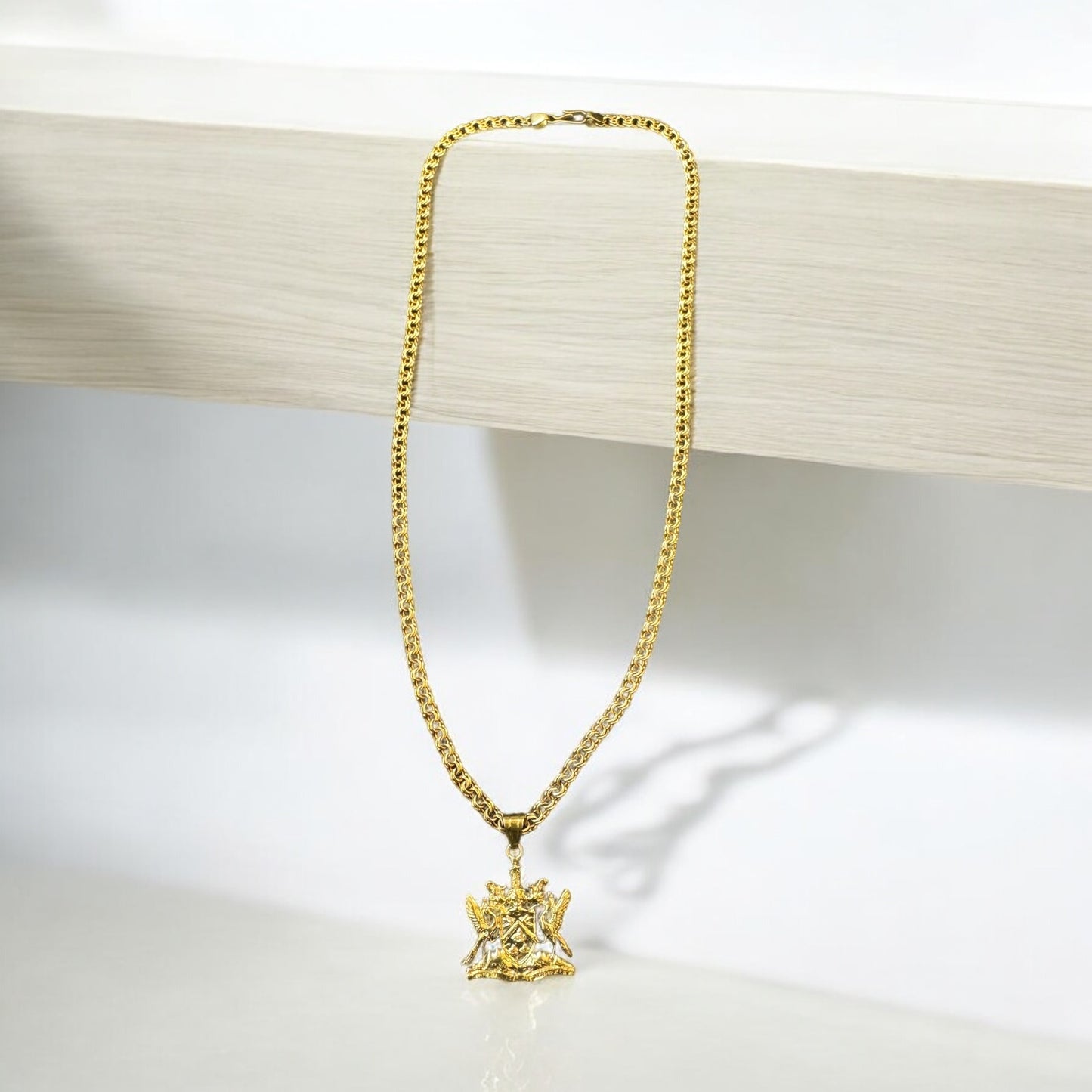 Spanish Link Chain with T&T Coat of Arms Pendant