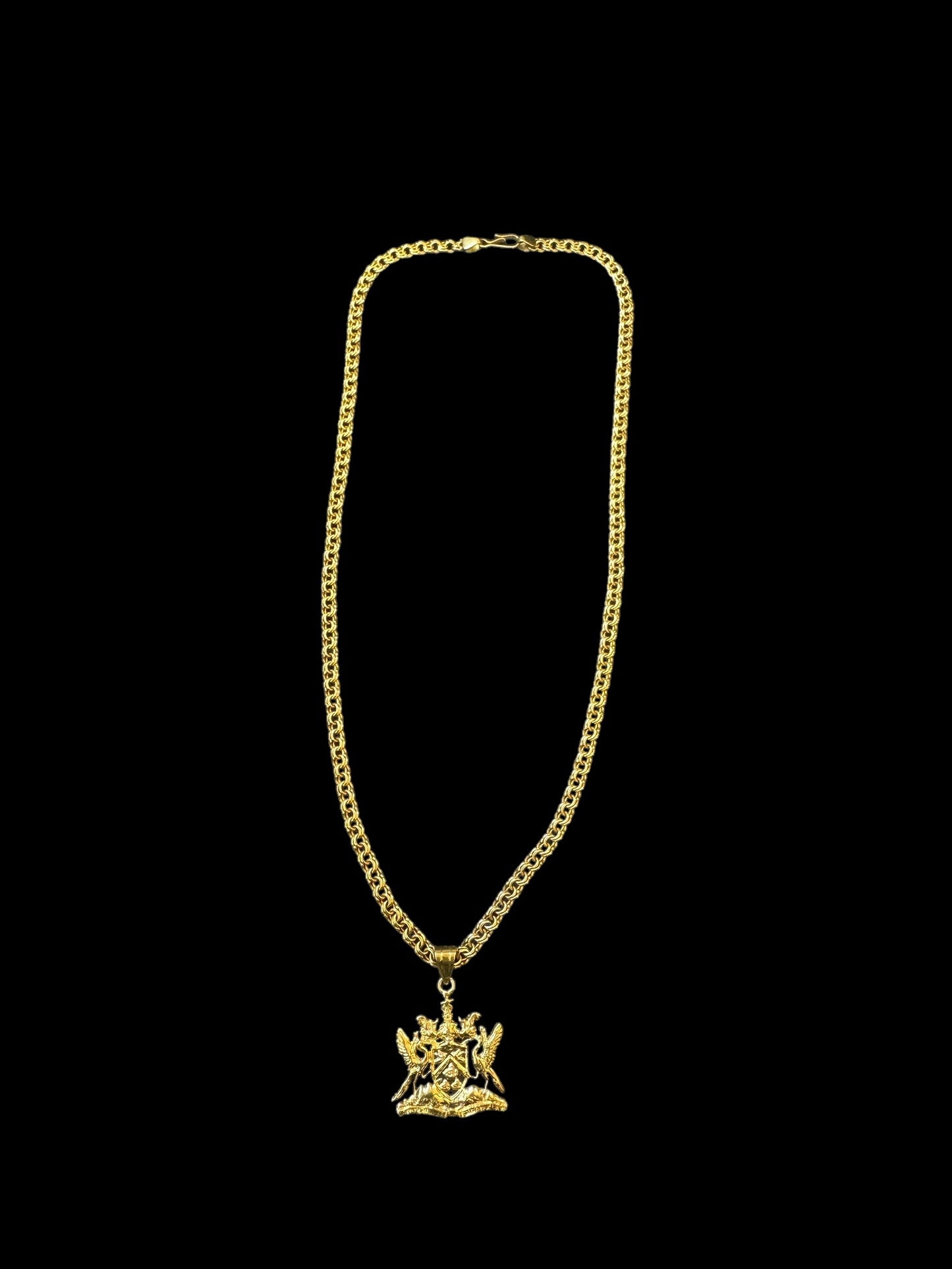 Spanish Link Chain with T&T Coat of Arms Pendant