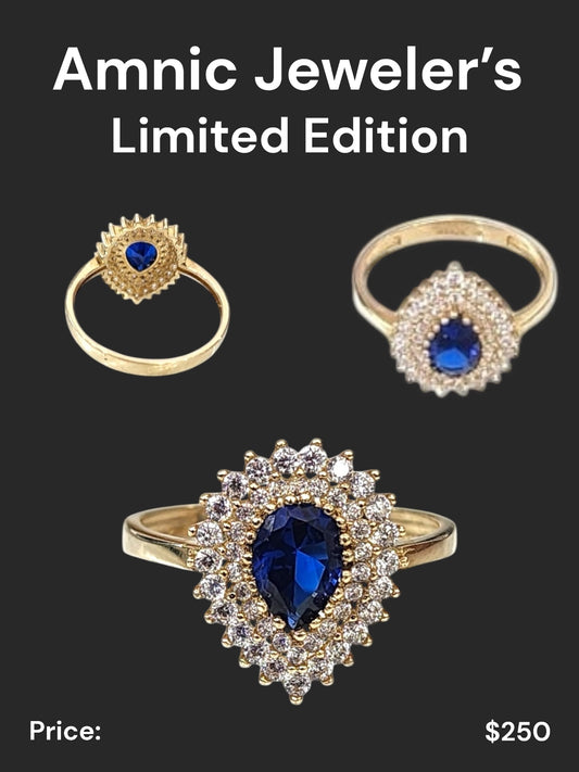 Limited Edition! Emerald 14k Ring with CZ Stones