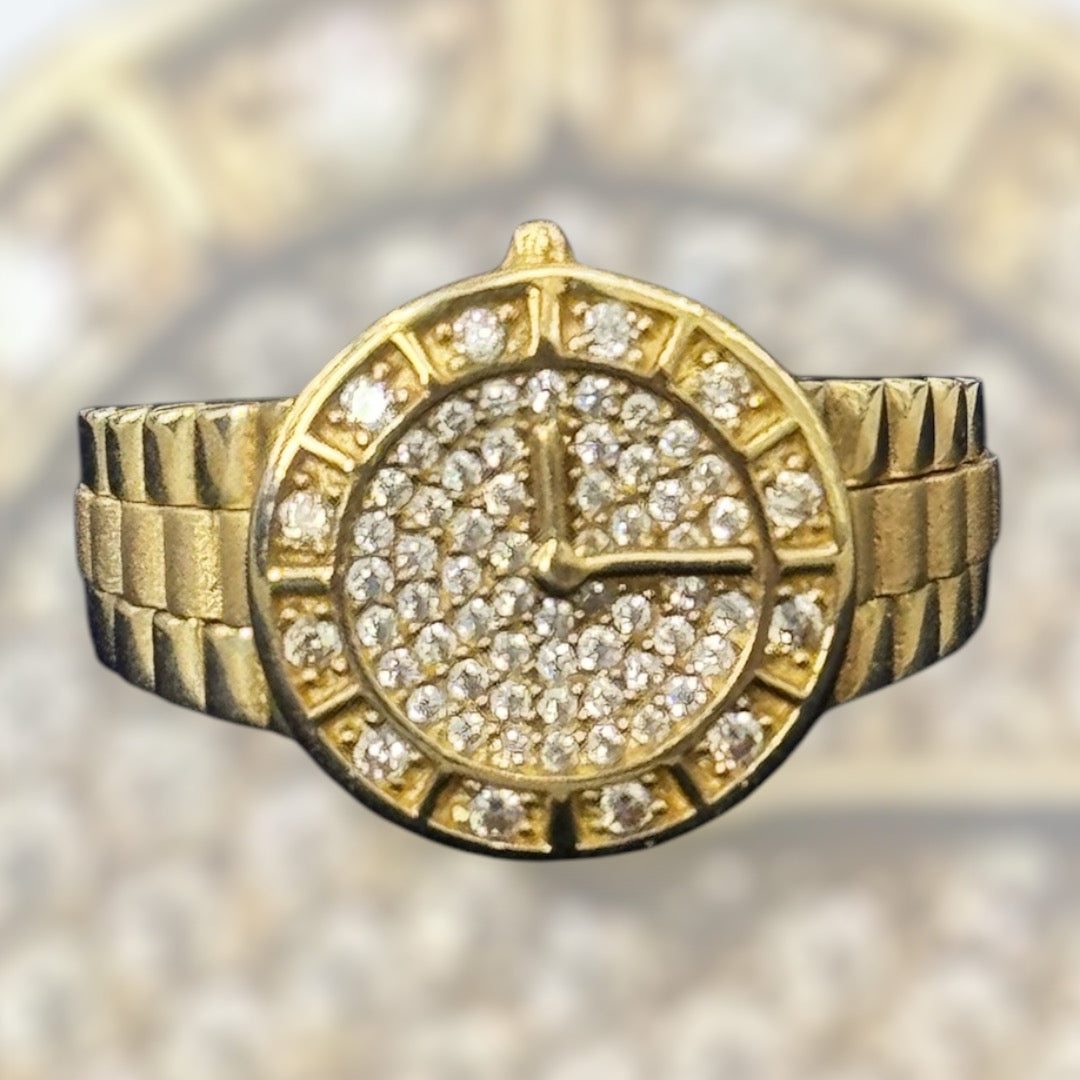Clock-themed With Cubic Zirconia Accents