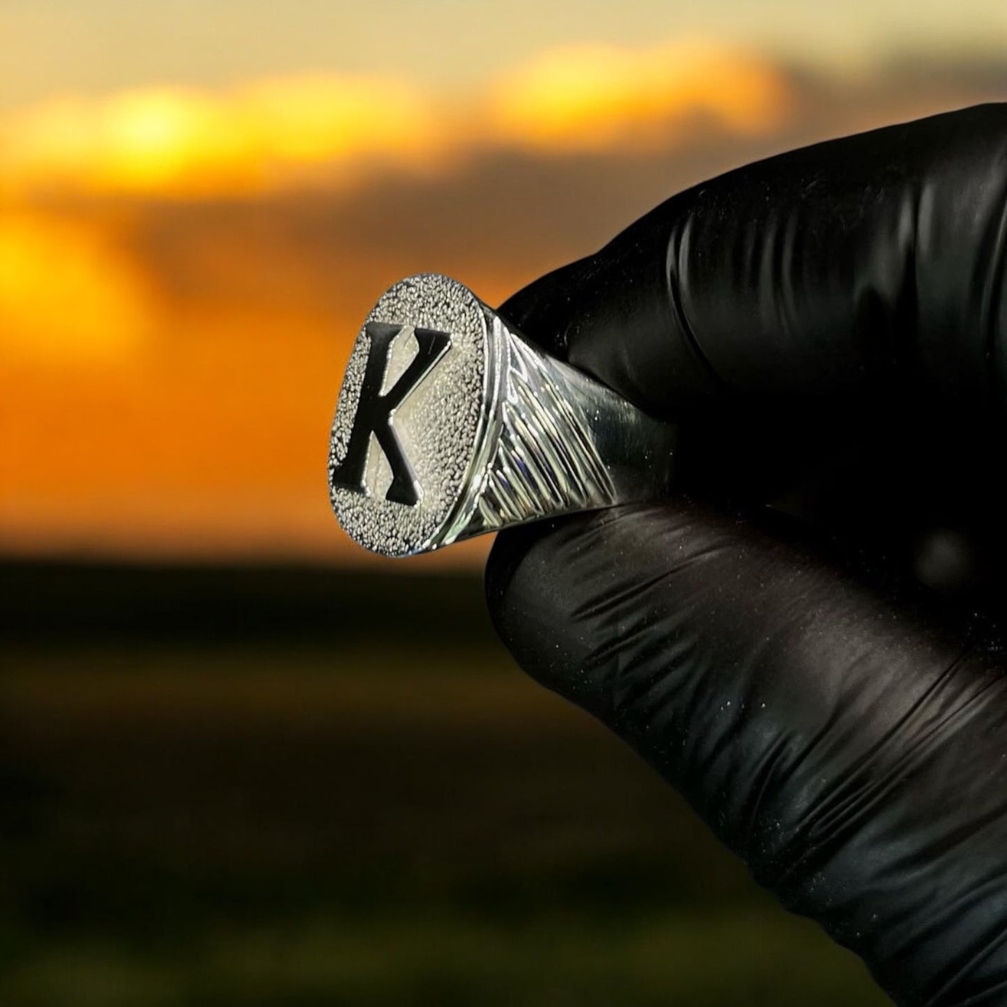 "K" Letter Custom Sterling Silver Ring