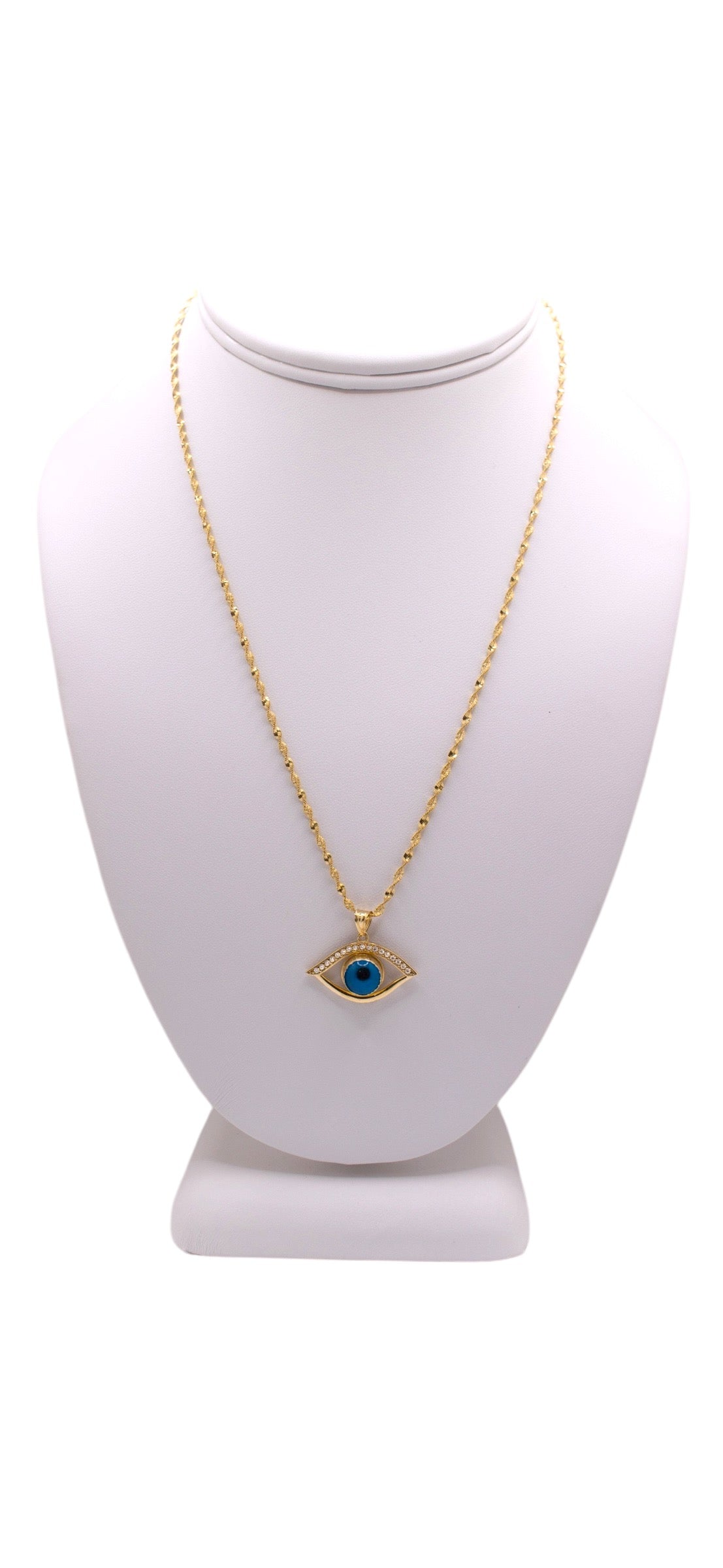 Spiral Necklace with Evil Eye Pendant